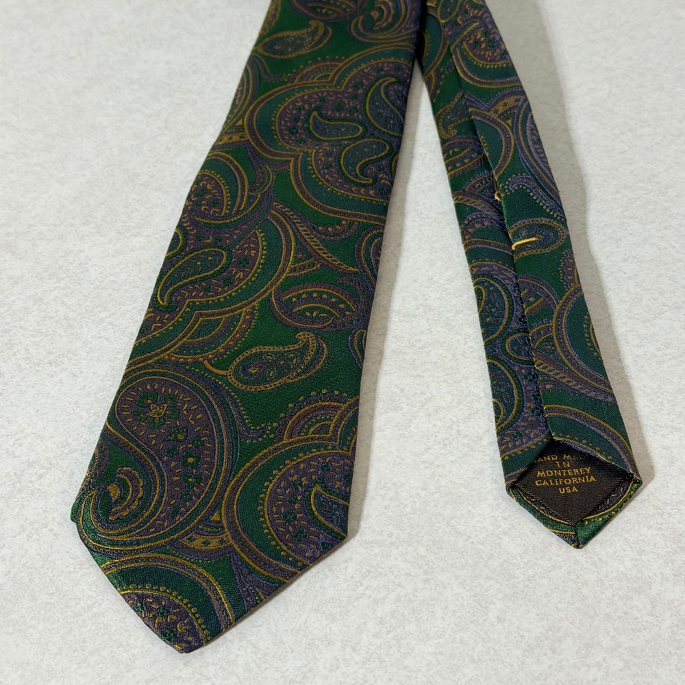 Robert Talbott Best of Class Mens Silk Tie Green Purple Paisley Hand Made USA - Picture 4 of 5